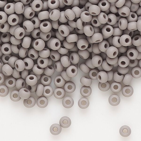 Seed bead, Preciosa Ornela Czech glass, pkg/50g, #8 rocaille, opaque matte grey, (43020). image number 0