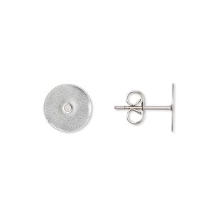 Earstud, stainless steel, 10mm flat pad. Sold per pkg of 10 pairs.