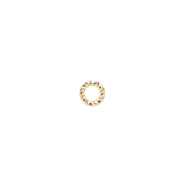 Jump ring, gold-plated brass, 6mm twisted round, 3.6mm inside diameter, 16 gauge. Sold per pkg of 100. image number 0