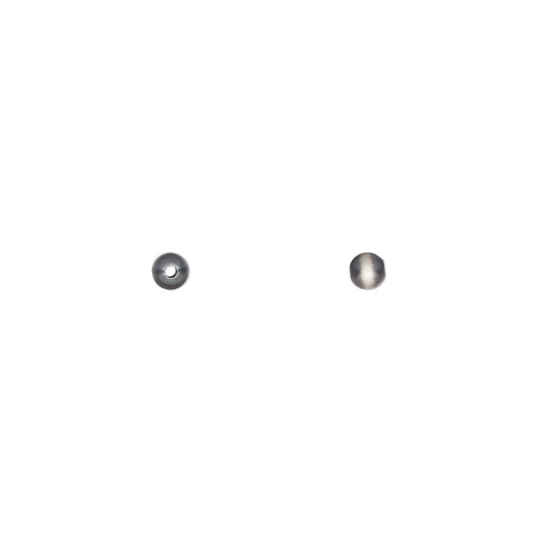 Bead, Navajo pearl style, brushed oxidized sterling silver, 3mm round. Sold per pkg of 8. image number 0
