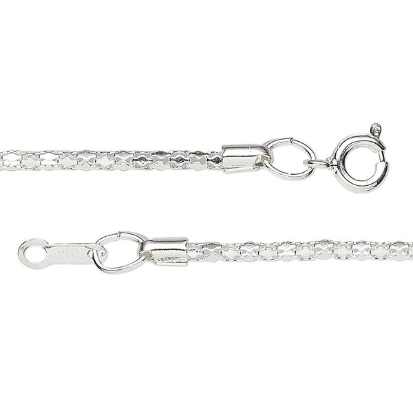 Chain, silver-plated steel, 1.9mm diamond, 30-inch. Sold per pkg of 10. image number 0