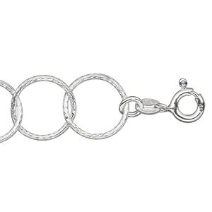 Chain 1pkg1 sterling silver cable, 13mm textured round / springring clasp, 20 inch