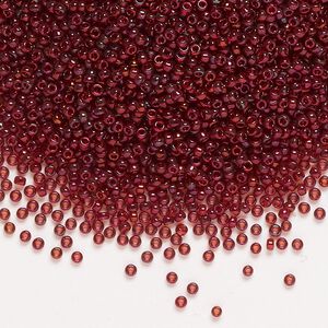 Seed bead, Miyuki, glass, pkg/250g, #15 rocaille, translucent gold luster garnet (RR-315).