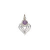 Amethyst / sterling silver 1pkg1, heart drop natural antiqued 14x11mm image number 1