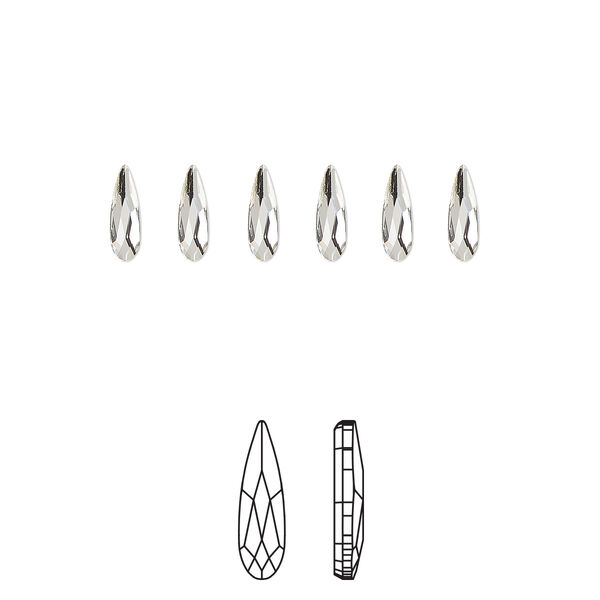Flat back 30pk crystal foil back, Crystal Passions® 6x1.7mm raindrop 2304 image number 0