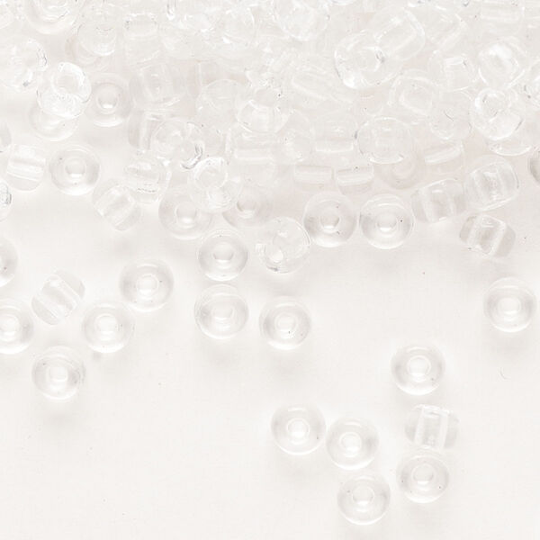 Seed bead, Miyuki, glass, pkg/25g, #6 rocaille, transparent crystal clear, (RR-131). image number 0