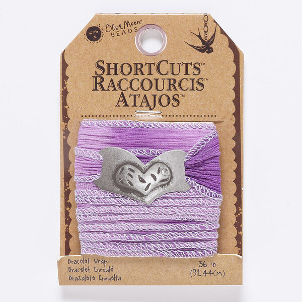 Ribbon, polyester, lavender ombre, 7/8 inches wide with crinkle. Sold per pkg of 36 inches. image number 0