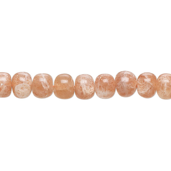 Bead, sunstone (natural), 6x4mm-8x6mm hand-cut rondelle, D grade, Mohs hardness 6 to 6-1/2. Sold per 14-inch strand. image number 0