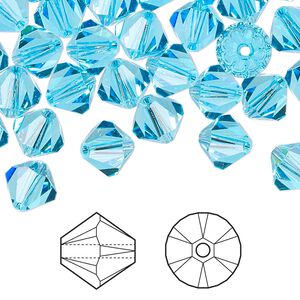 Bead 12pk aquamarine, Crystal Passions® 8mm bicone 5328