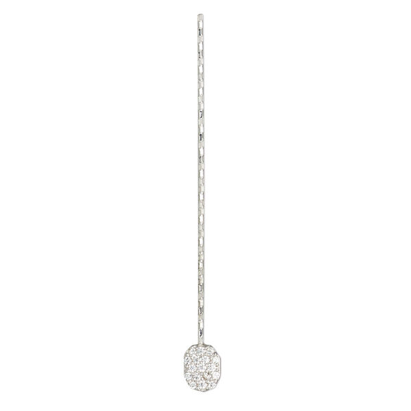 Paddle pin, cubic zirconia and rhodium-plated sterling silver, clear, 1-1/2 inch diamond-cut twisted with 6x4.5mm oval, 22 gauge. Sold individually. image number 0