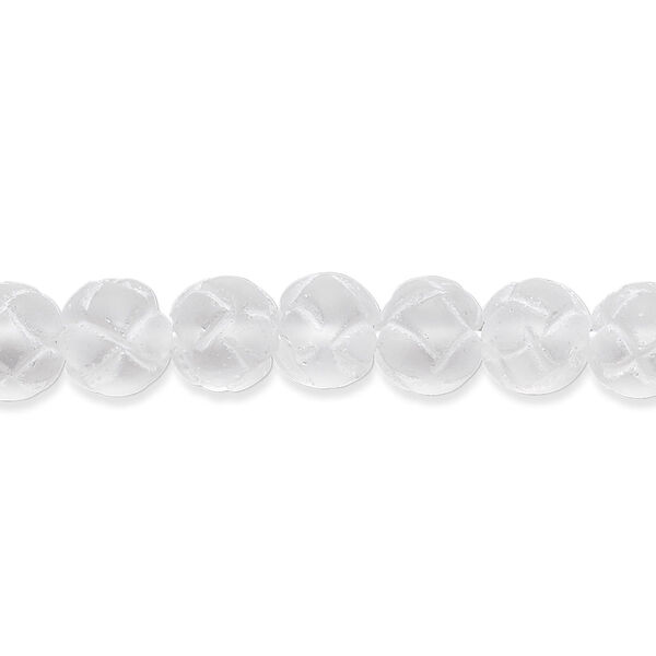 Bead, quartz crystal (natural), frosted, 6-8mm hand-cut carved round, B grade, Mohs hardness 7. Sold per 15-1/2" to 16" strand. image number 0