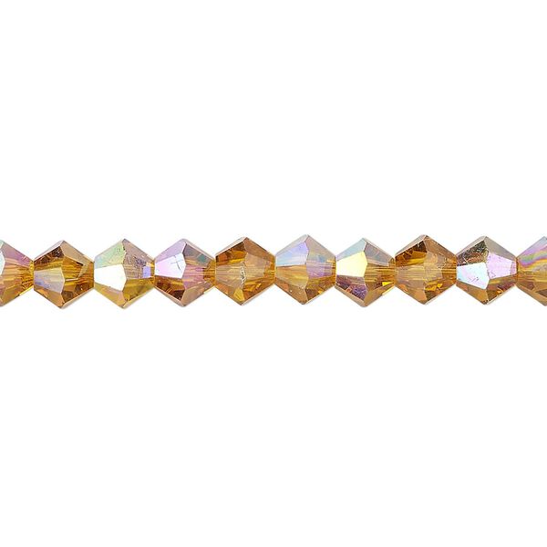 Bead 1pk transparent gold AB, Celestial Crystal® 6mm bicone 15.5-16 inch image number 0