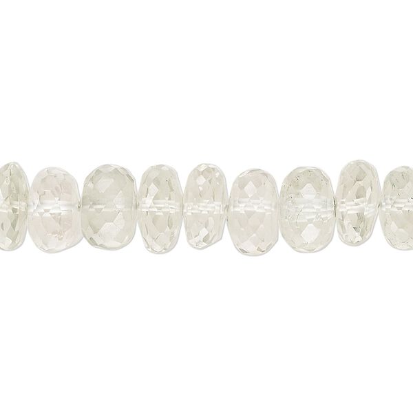 Green quartz 1pkg1, hand-cut faceted rondelle bead 8 inch 8x4mm-9x7mm image number 0