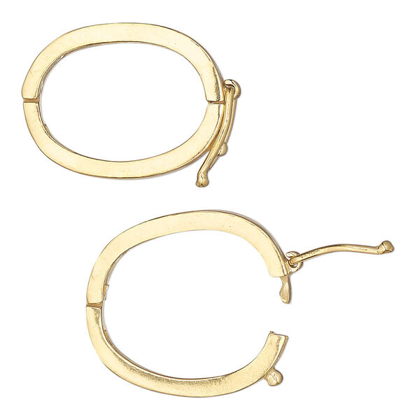 Clasp, JBB Findings, twister style with safety, "vermeil," 24x17mm hinged oval. Sold individually. image number 0