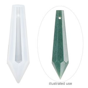 Mold, silicone, white, 58 x 16 x 16mm faceted teardrop. Sold individually.