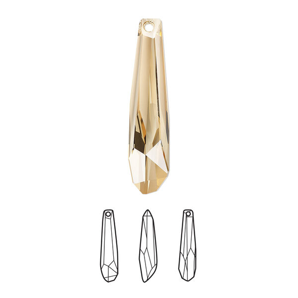 Focal 1pk crystal golden shadow V partially frosted, Crystal Passions® 56x12mm pendant crystalacite 6017/G image number 0