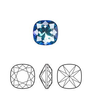 Fancy stone 1pk crystal Bermuda blue foil back, Preciosa MAXIMA Czech crystal rhinestone 12mm cushion square