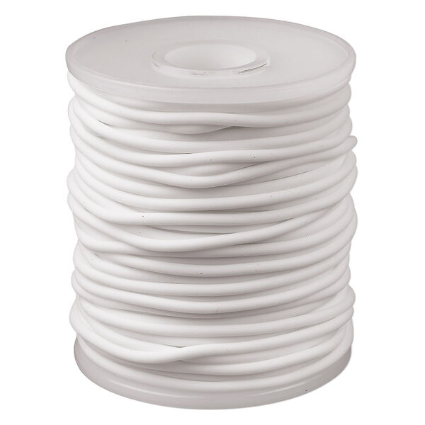 Cord, synthetic rubber, white, 2.5mm round. Sold per pkg of 25 meters (82 feet). image number 0