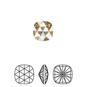 Fancy stone 96pk crystal golden shadow foil back, Swarovski® 10mm rose cut cushion 4471