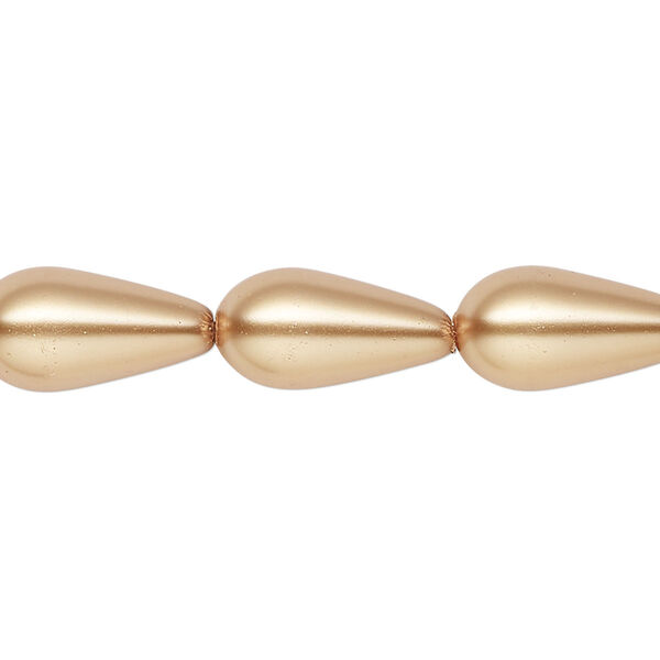 Pearl 1pk bright gold, Celestial Crystal® 15x8mm teardrop 15.5-16 inch image number 0