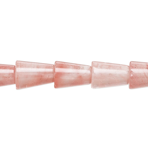 Bead, cherry "quartz" glass, 10x8mm-11x9mm cone with 0.6-0.8mm hole. Sold per 15-1/2" to 16" strand. image number 0
