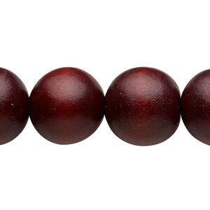 Bead, Taiwanese cheesewood (dyed / waxed), dark brown, 15-16mm round. Sold per 15-1/2" to 16" strand.
