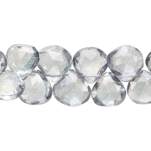 Quartz crystal 1pkg1, hand-cut top-drilled faceted puffed teardrop bead 7 inch 9-12mm image number 0