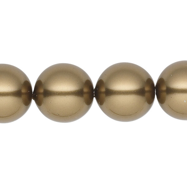 Pearl 10pk antique brass, Crystal Passions® 14mm round 5811 image number 0