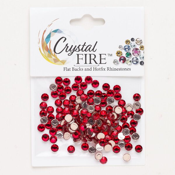 Flat back 144pk light Siam foil back, Crystal Fire® 3.80-4.00mm hotfix round SS16 image number 0