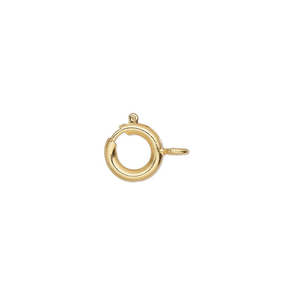 Clasp, springring, gold-finished brass, 9mm. Sold per pkg of 10. image number 0