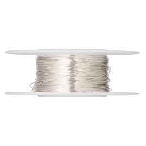Wire, sterling silver, half-hard, round, 30 gauge. Sold per 1/4 ounce spool, approximately 45 feet.