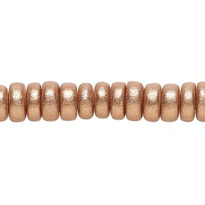 Bead, painted Taiwanese cheesewood (coated), metallic copper, 8x4mm rondelle. Sold per pkg of (2) 15" to 16" strands.