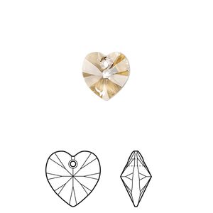 Drop 4pk crystal golden shadow, Crystal Passions® 10mm pendant heart 6228
