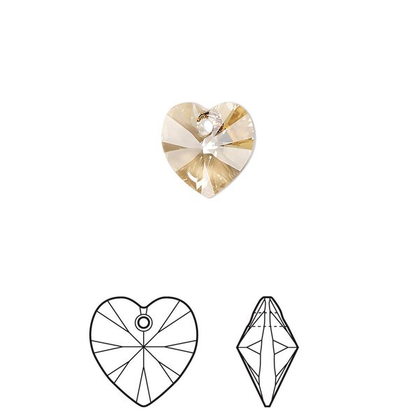 Drop 4pk crystal golden shadow, Crystal Passions® 10mm pendant heart 6228 image number 0