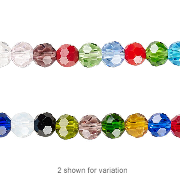 Bead 1pk 32 facets opaque to transparent mixed colors, Celestial Crystal® 6mm round 15.5-16 inch image number 0