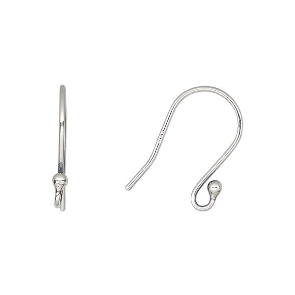 Ear wire fishhook 1pkg50 sterling silver, 18mm / 2.5mm ball / open loop, 19 gauge antiqued 25 pair image number 0