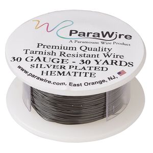 Wire, ParaWire™, enameled copper, hematite, round, 30 gauge. Sold per 30-yard spool.