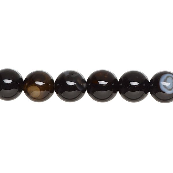 Black agate 1pkg1, round bead 15.5-16 inch 8mm image number 0