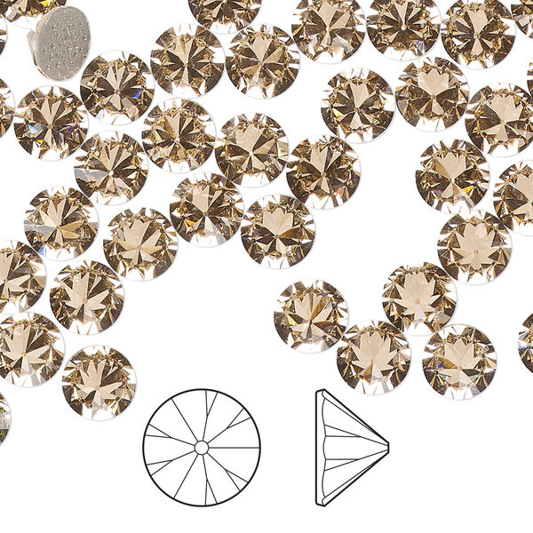 Flat back 6pk light peach foil back, Preciosa Czech crystal hotfix rhinestone 6.14-6.32mm cone SS29 image number 0