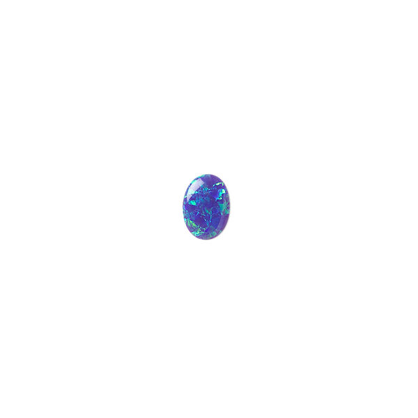 Cabochon, "opal" (silica and epoxy) (man-made), dark blue, 7x5mm calibrated oval. Sold per pkg of 2. image number 0