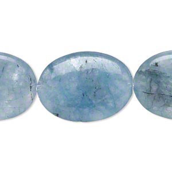 Bead, Malaysia "jade" (dyed), light blue, 24x17mm-25x19mm puffed oval, C grade, Mohs hardness 7. Sold per 15" to 16" strand. image number 0