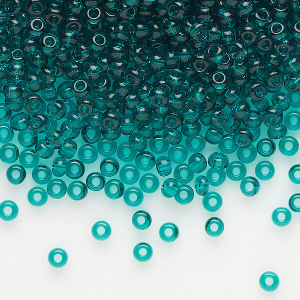 Seed bead, Preciosa Ornela, glass, transparent teal, #8 rocaille. Sold per 500-gram pkg. image number 0