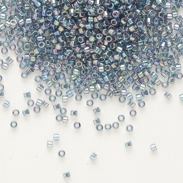 Seed bead, Delica®, glass, pkg/250g, #11 round, translucent rainbow glazed luster blue grey (DB-0111). image number 0