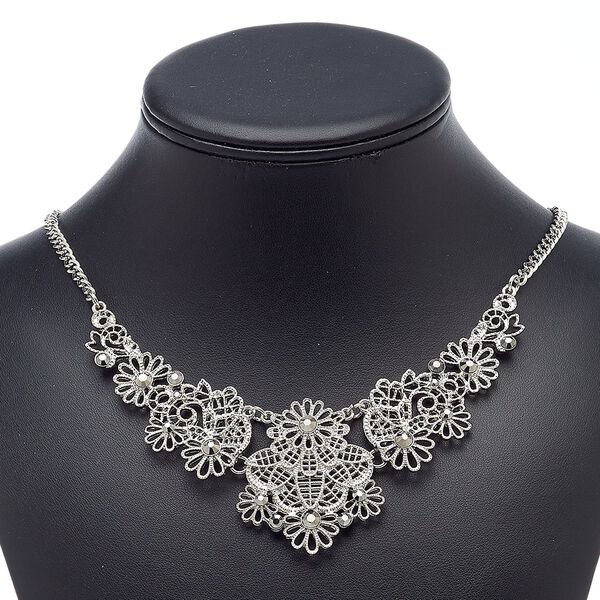 Necklace, acrylic rhinestone with silver-plated steel and "pewter" (zinc-based alloy), gunmetal, 18 inches with 3-inch extender chain and lobster claw clasp. Sold individually. image number 0