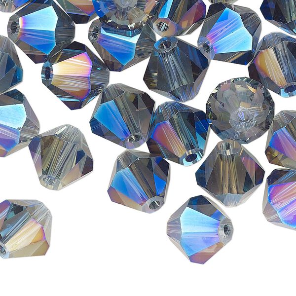 Bead 48pk crystal blue shadow, Celestial Crystal® 10mm bicone image number 0