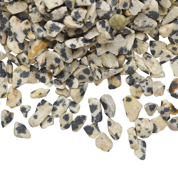 Inlay chip, dalmatian jasper (natural), mini undrilled tumbled polished chip, Mohs hardness 6-1/2 to 7. Sold per 2-ounce pkg. image number 0