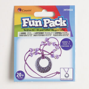 Necklace kit 1pkg20, acrylic / faux suede, purple / black / white, assorted sizes / mixed shapes.