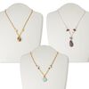 Multi-gemstone / glass / "pewter" (zinc-based alloy) 1pkg3, silver finish / antique gold finish mixed shape necklace 17 inch / lobster claw clasp mix 20mm-40x30mm image number 0