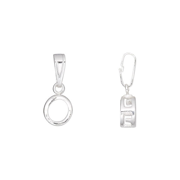 Pendant, sterling silver, 17x7.5mm smooth round with 6mm round setting. Sold individually. image number 0