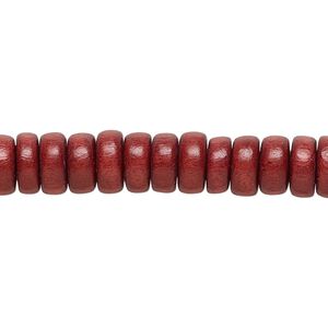 Bead 1pkg1, Taiwanese cheesewood (dyed / waxed), rust brown, 8x4mm rondelle, 15-1/2 to 16 inches.